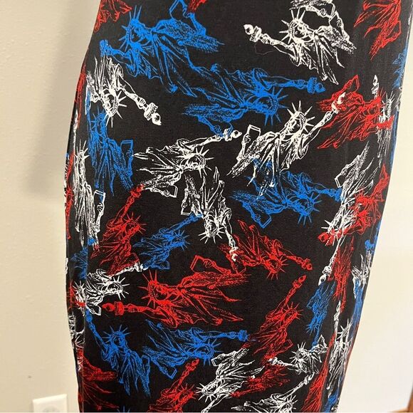 LuLaRoe Midi Julia Dress Short Sleeve Crew Neck size s statue of liberty print - Picture 4 of 12